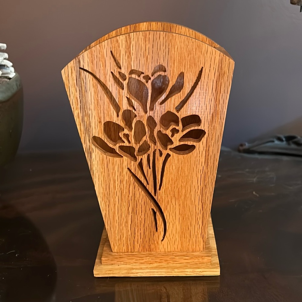 Beautiful laser cut wooden vase